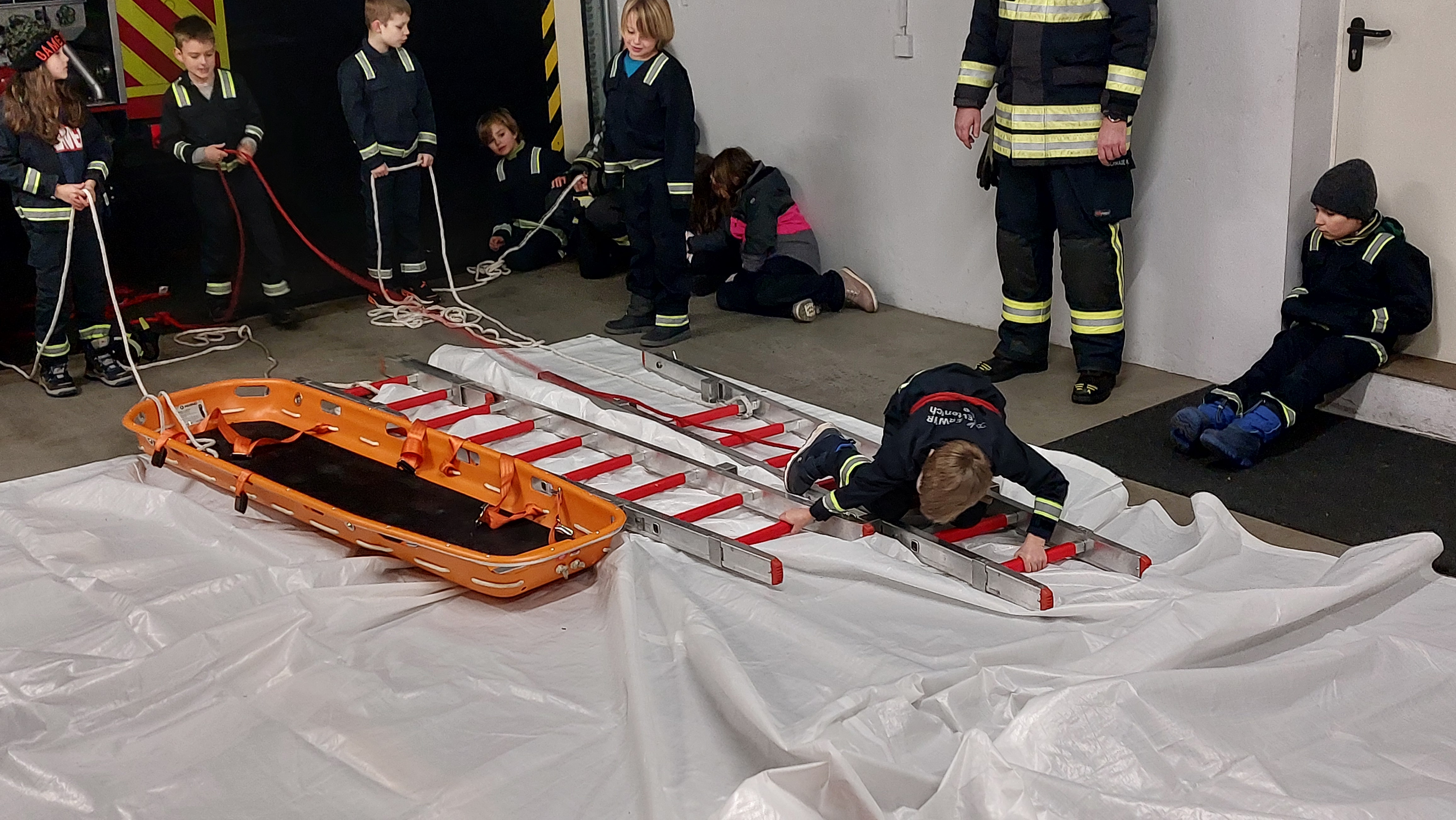 Wechsel auf das zweite Steckleiterteil